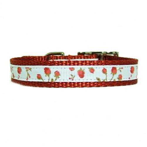 Pretty Roses Decorated Pet Collar - For dogs and cats - dog-collar-fancy